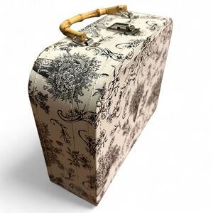 Vintage Lady Jayne Ltd Toile Stacking Suitcase Box - Black & White Bamboo Handle